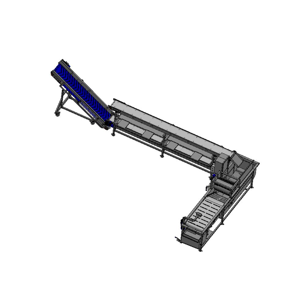 Impianto nastri toelettatura con lavaggio e cernita manuale